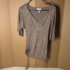 Candis med junior Top Floral V Neck‎ Short Sleeve Y2K Cottagecore Fairycore boho